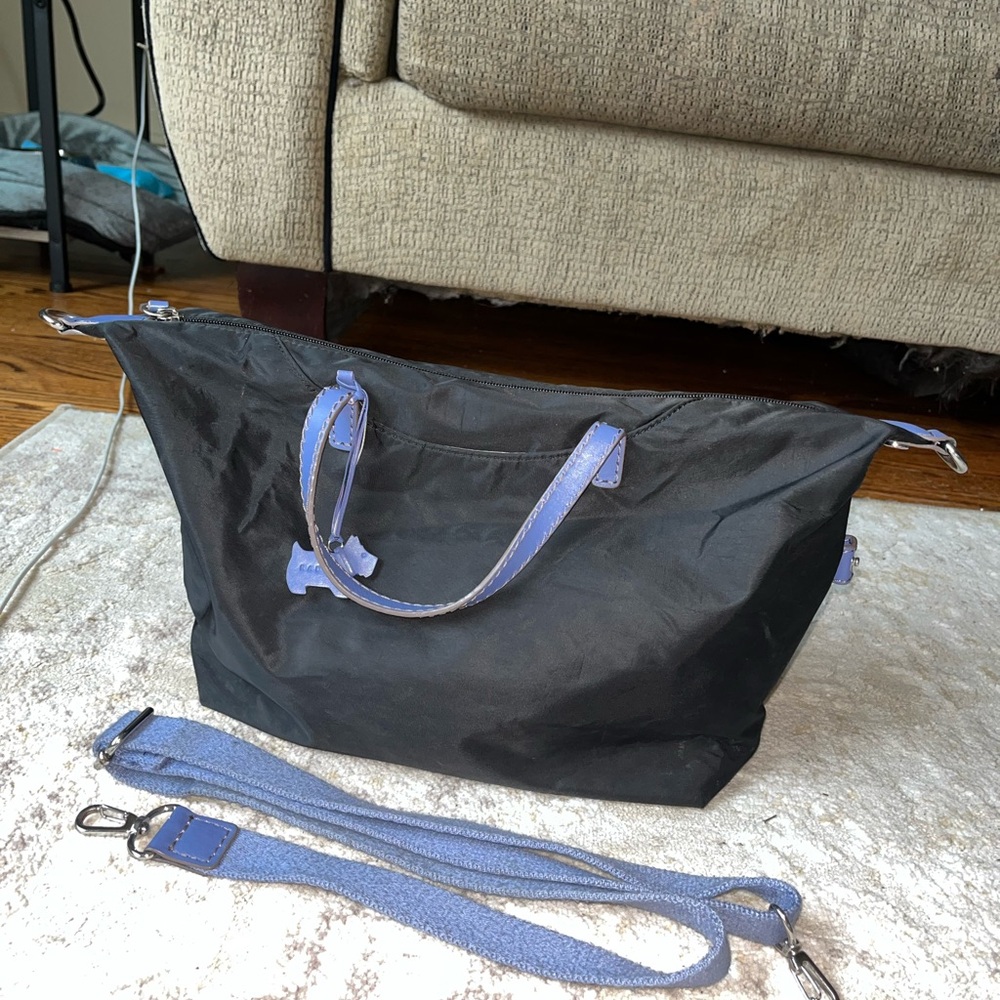 Radley London Black Tote Bag W Cross Body Strap & Leather Dog Charm